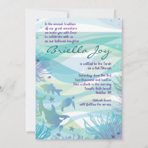 Ocean Sea Life Bat Mitzvah Invitation