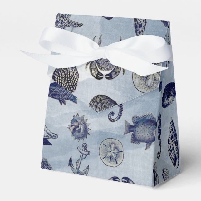 Ocean Sea Life Nautical Seashells Beach Wedding Favour Box (Front Side)