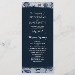 Ocean Sea Life Nautical Vintage Wedding Program Programme