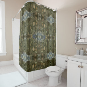 Ocean Sea Marine Sediment Gemstone Boxed Pattern Shower Curtain