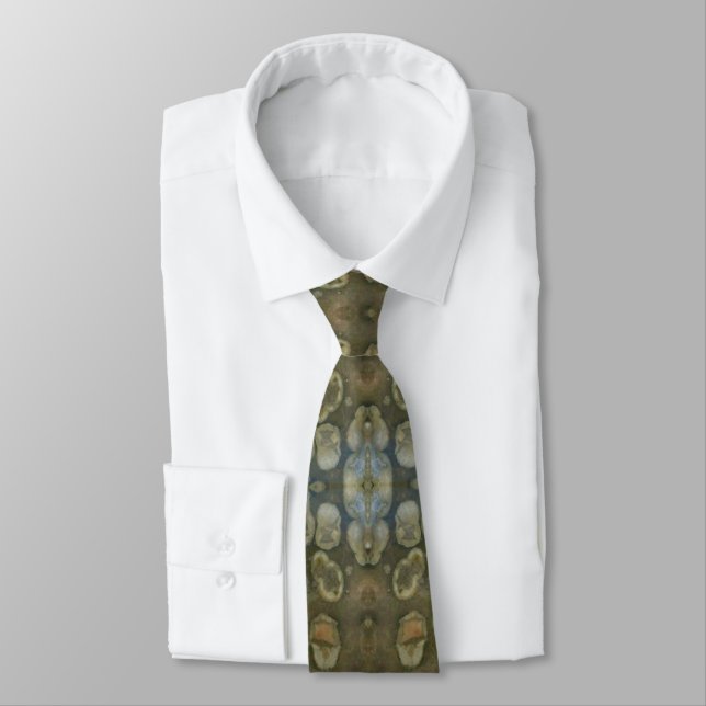 Ocean Sea Marine Sediment Gemstone Boxed Pattern Tie (Tied)