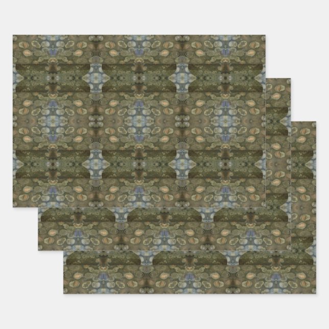 Ocean Sea Marine Sediment Gemstone Collection Box Wrapping Paper Sheet (Set)