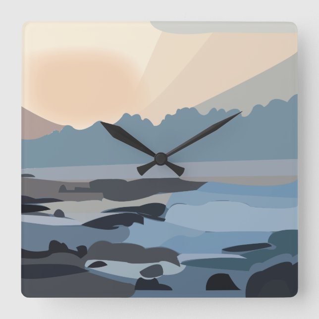 Ocean Sea Sky Nature  Square Wall Clock (Front)