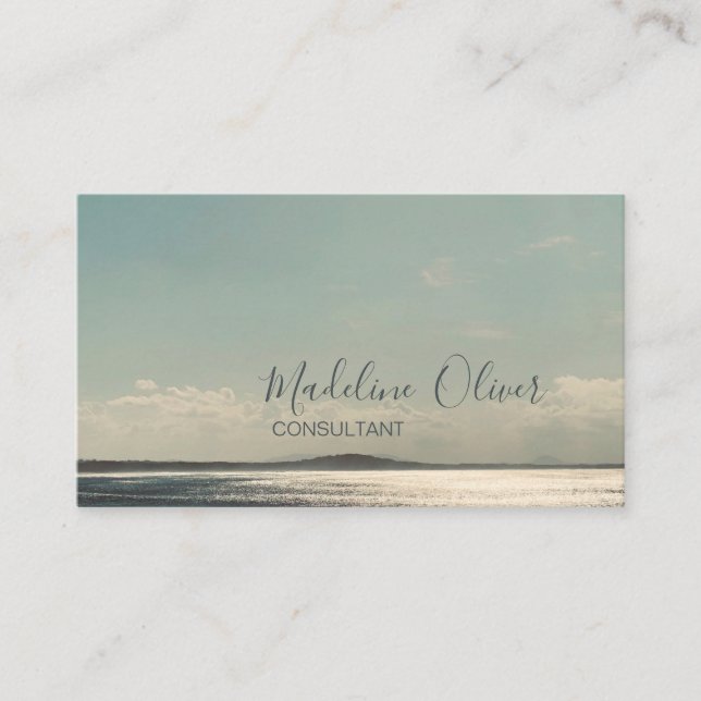 Ocean Sea Sun Travel Blue Modern Stylish Business Card (Front)