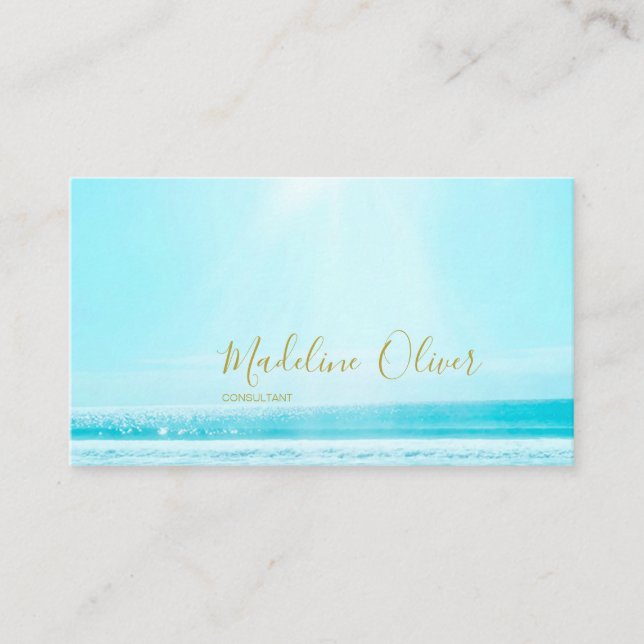 Ocean Sea Travel Blue Gold Modern Professional Business Card (Front)