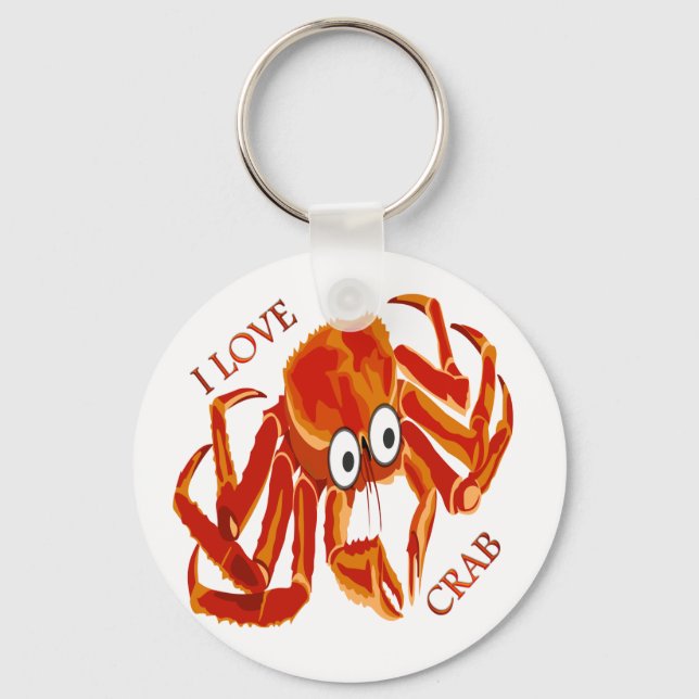 Ocean sea tropical orange king crab on white key ring (Front)