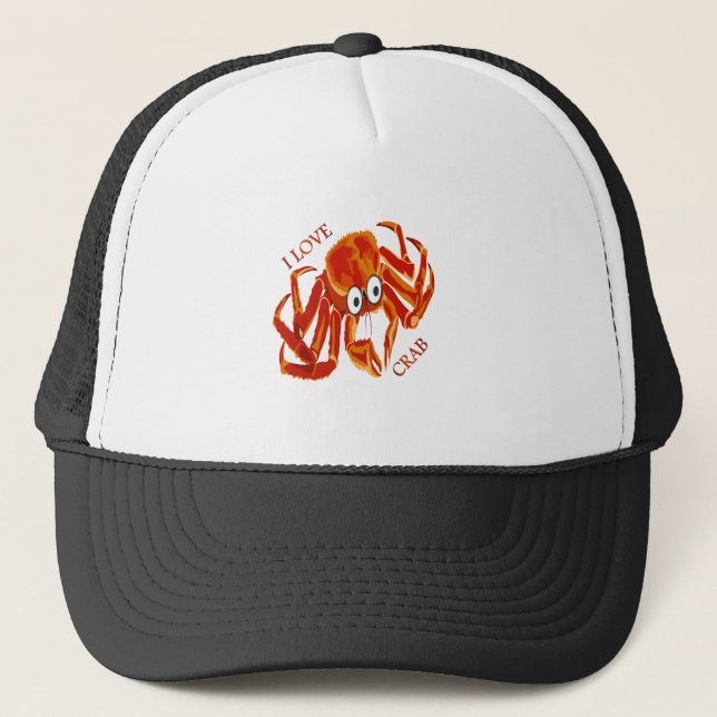 Ocean sea tropical orange king crab on white trucker hat (Front)