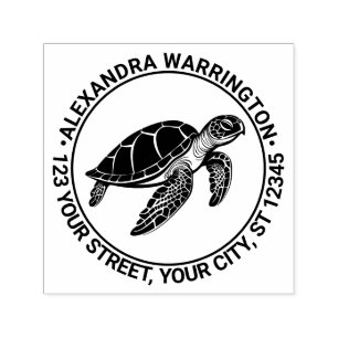 Ocean Sea Turtle #4 Name Return Address Self-inking Stamp
