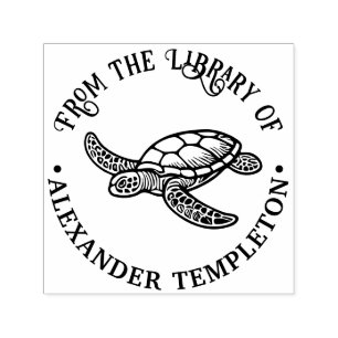 Ocean Sea Turtle #7 Library Book Name Self-inking Stamp