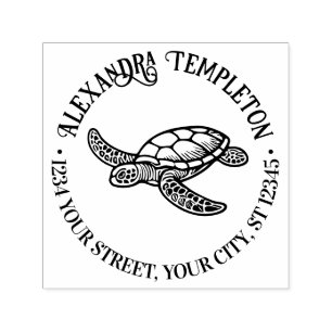Ocean Sea Turtle #7 Name Return Address Self-inking Stamp