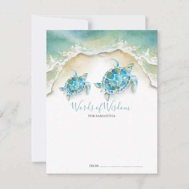 Ocean Sea Turtle Baby Shower Enclosure Cards (Front)