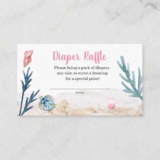 Ocean Sea Turtle Girls Diaper Raffle Enclosure Card