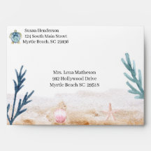 Ocean Sea Turtle Girls Shower  Envelope
