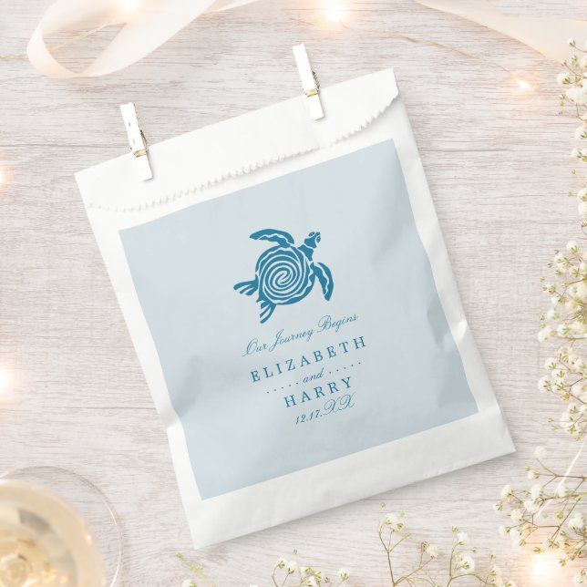 Ocean Sea Turtle, Sea Blue Beach Wedding Favour Bags (Clipped)