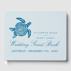 Ocean Sea Turtle, Sea Blue Beach Wedding Guest Book