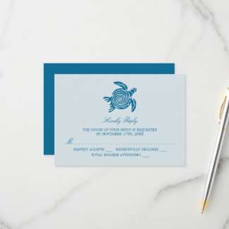 Ocean Sea Turtle, Sea Blue Beach Wedding RSVP Card