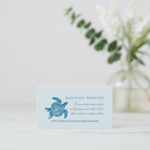 Ocean Sea Turtle, Sea Blue Beach Wedding Website Enclosure Card