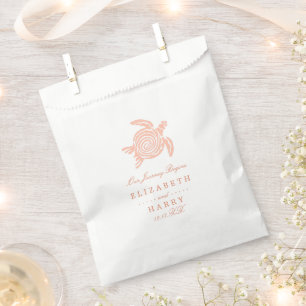 Ocean Sea Turtle, Soft Coral Beach Wedding Favour Bags
