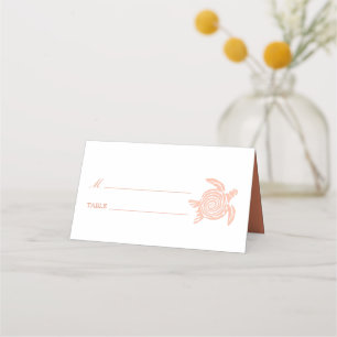 Ocean Sea Turtle, Soft Coral Beach Wedding Place Card