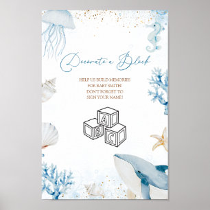 Ocean Sea You Soon Baby Shower Decorate Block Sign