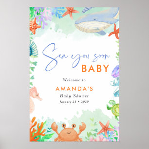 Ocean Sea you Soon Summer Baby Shower Poster