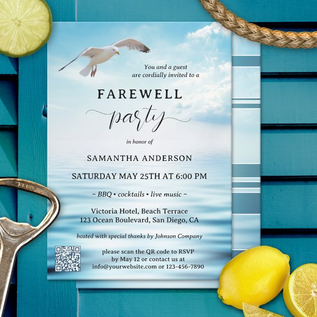 Ocean Seagull Freedom Farewell Retirement Invitati Invitation (Creator Uploaded)