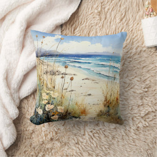 Ocean Seascape watercolor Cushion