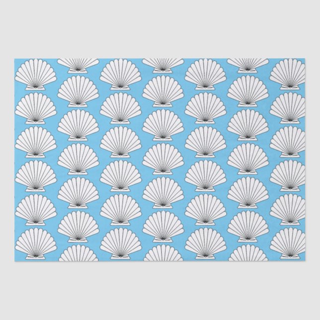 Ocean Seashell Beach Aqua Tissue Paper (Front)