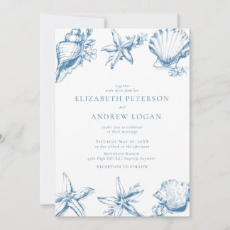 Ocean Seashell | Blue Wedding Invitation