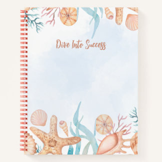 Ocean Seashell Dive Into Success Motivational Spir Notebook