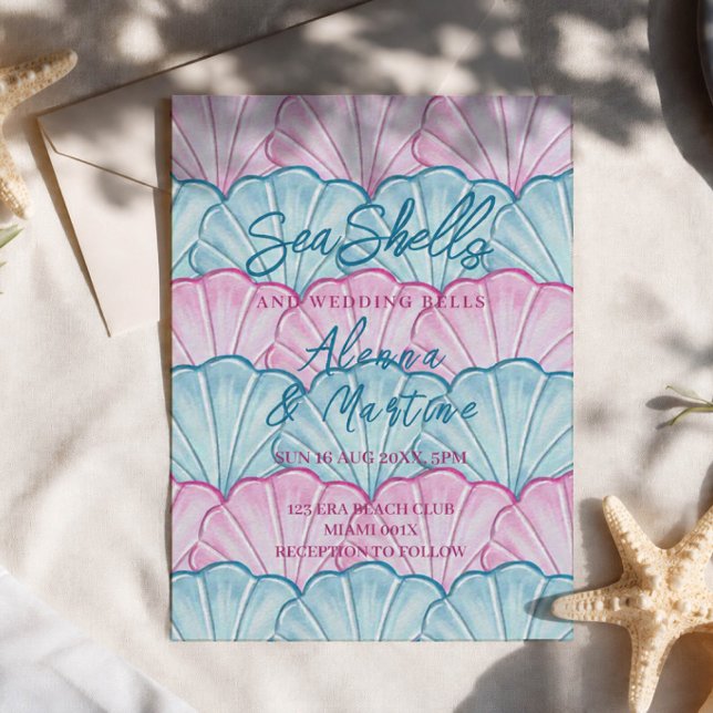 Ocean Seashells and Wedding Bells invitation (Creator Uploaded)