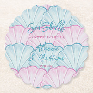 Ocean Seashells and Wedding Bells Paper Coaster