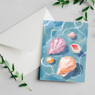 Ocean Seashells Pastel Watercolor Coastal Card