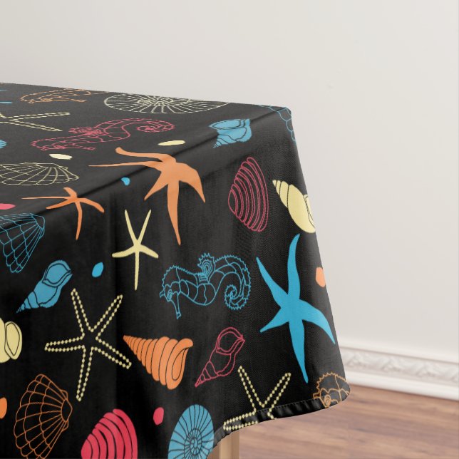 Ocean Seashells Starfish Seahorse Sea Life Tablecloth (In Situ)