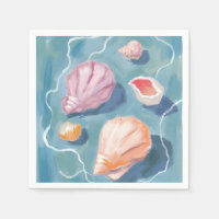 Ocean Seashells Watercolor Coastal Beach Sea