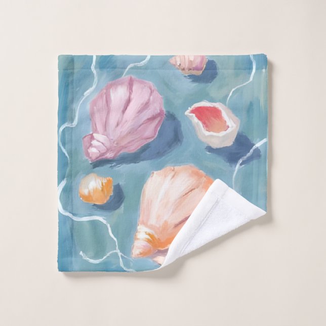 Ocean Seashells Watercolor Coastal Beach Sea Wash Cloth (Wash Cloth)