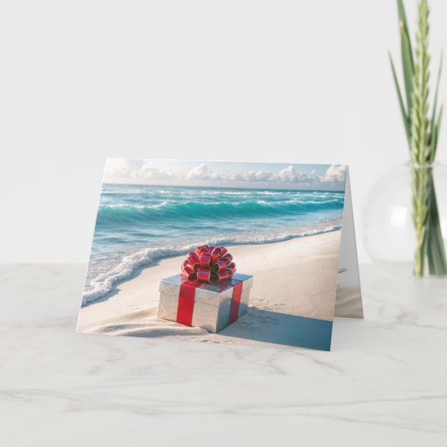 Ocean Seashore Christmas Gift Holiday Card (Front)