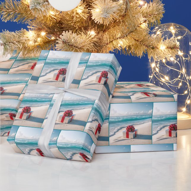 Ocean Seashore Christmas Gift Wrapping Paper (Holidays)