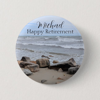 Ocean Seaside Beach Photo Special Message and Name 6 Cm Round Badge