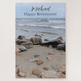 Ocean Seaside Beach Photo Special Message and Name Jigsaw Puzzle