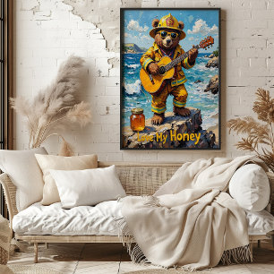 Ocean Serenade: Bear's Rocky Ballad Poster