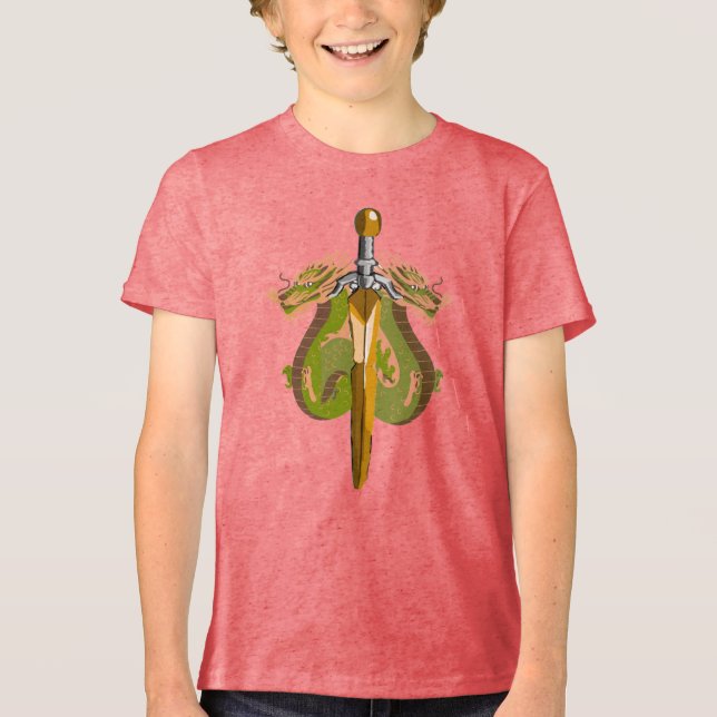 Ocean Serpent Dragon Blade Tri-Blend Shirt (Front)