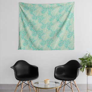 Ocean Shells Sea Waves Abstract Vintage Pattern Tapestry