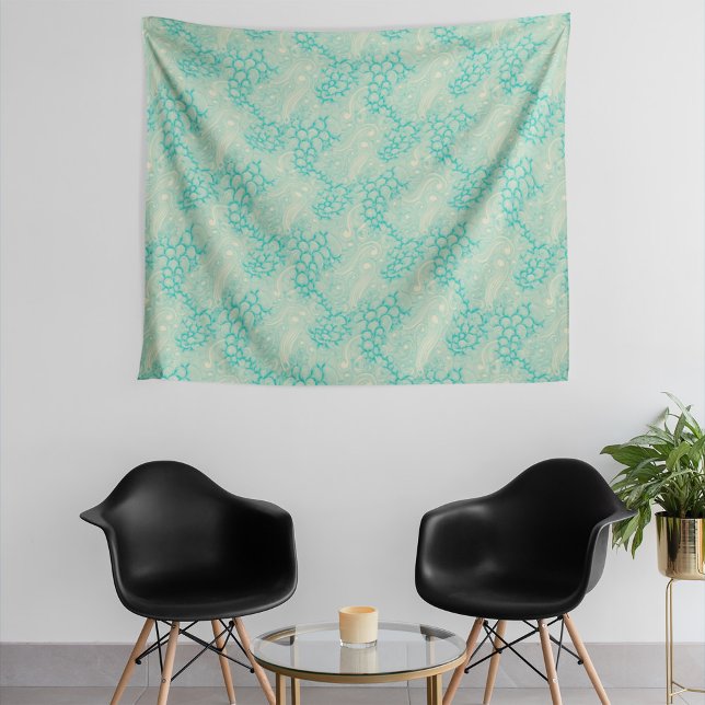Ocean Shells Sea Waves Abstract Vintage Pattern Tapestry (Creator Uploaded)