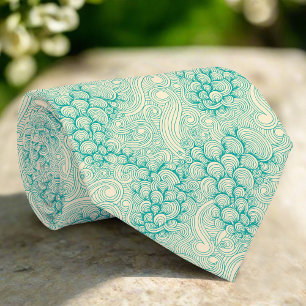 Ocean Shells Sea Waves Abstract Vintage Pattern Tie