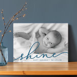 Ocean | Shine Script Hanukkah Photo Holiday Card<br><div class="desc">Share holiday greetings with these chic Hanukkah photo cards featuring your favourite full bleed horizontal or landscape orientated photo. "Shine" appears as an ocean blue text overlay in elegant hand lettered script typography. Personalise with your names and the year along the bottom. Cards reverse to matching dark blue with a...</div>