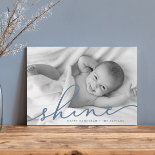 Ocean Shine Script Hanukkah Photo Holiday Card