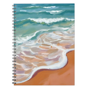 Ocean Shore Aqua Blue Waves Beach Watercolor Notebook