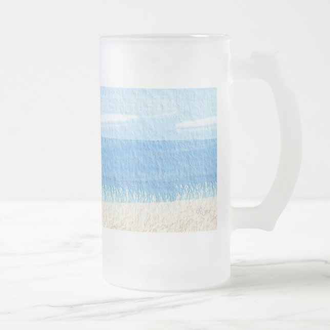 Ocean Shore Frosted Glass Beer Mug (Right)