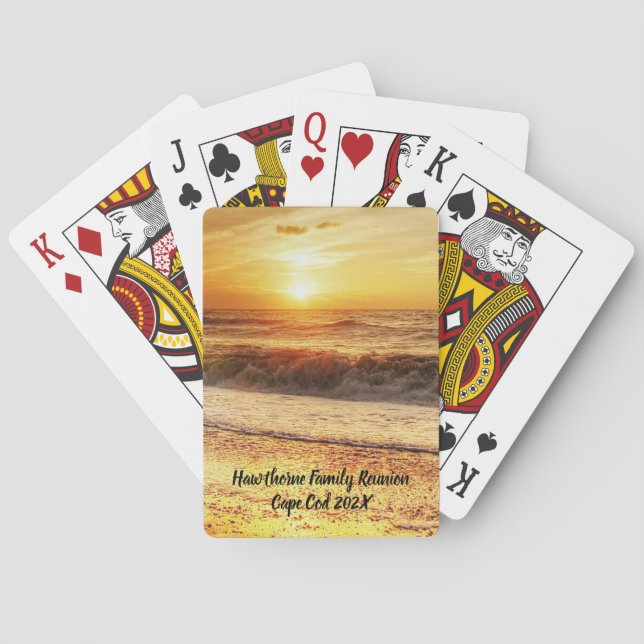 Ocean Shoreline at Sunset Family Souvenir Playing Cards (Back)